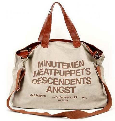 Bolsa Feminina Em Lona/pu Importada - Frete Grátis